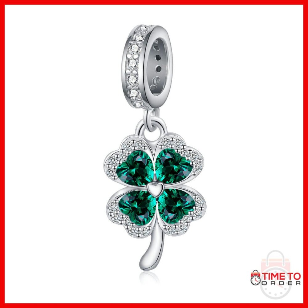 925 Sterling Silver Shamrock Charm Bracelet Jewelry Lucky Gift